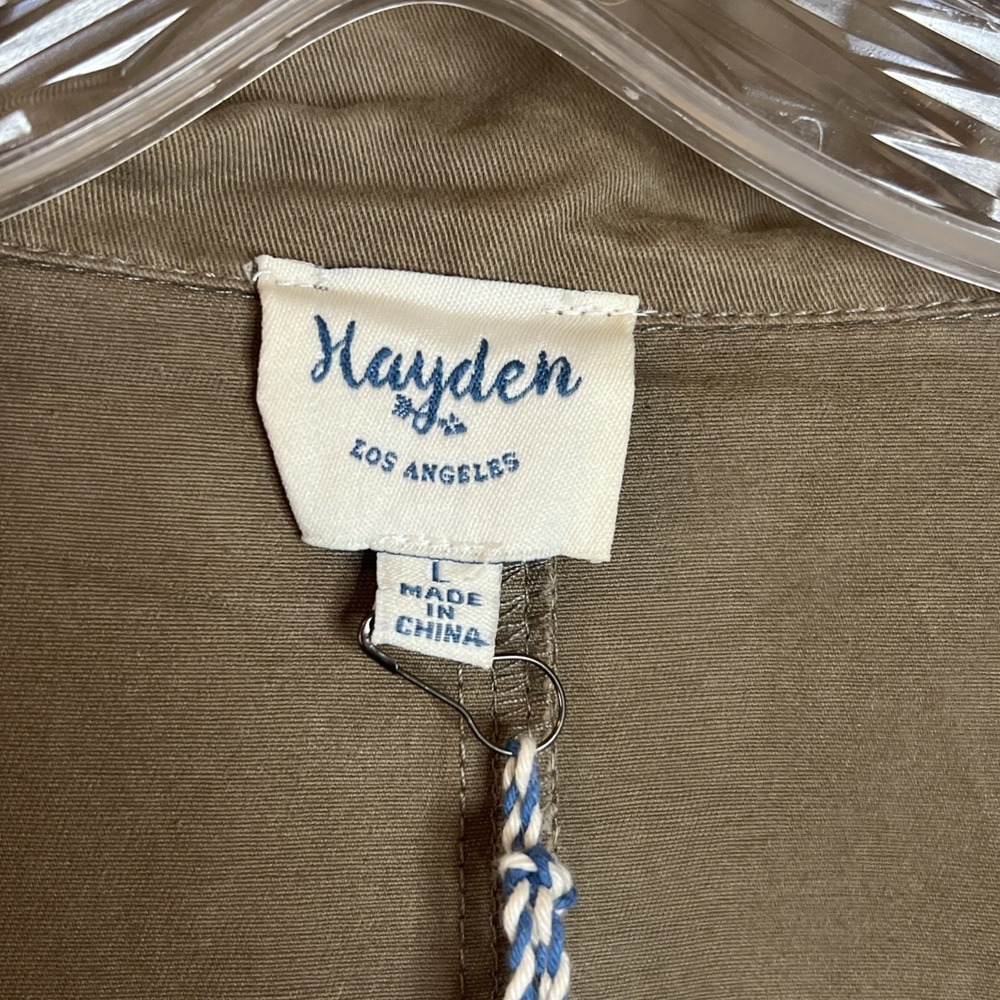 NWT Hayden LA Embroidered Tribal Cargo Jacket in Olive Green Sz Large - Picture 10 of 11